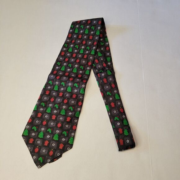 Hallmark Holiday Traditions Christmas Tie Small Squares- All Silk - Picture 3 of 4